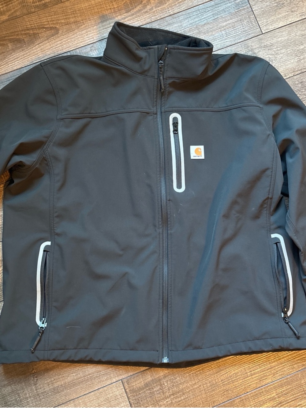 Carhartt Black Softshell Raincoat with White Trim